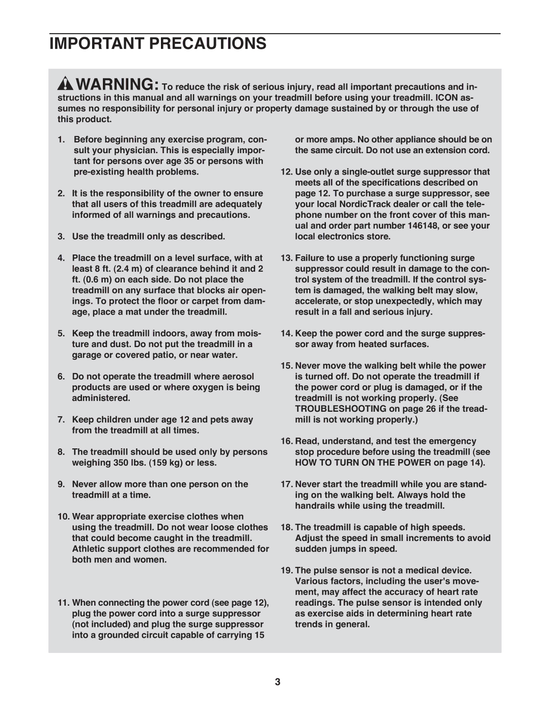 NordicTrack NTL11909.0 manual Important Precautions, Various factors, including the users move 