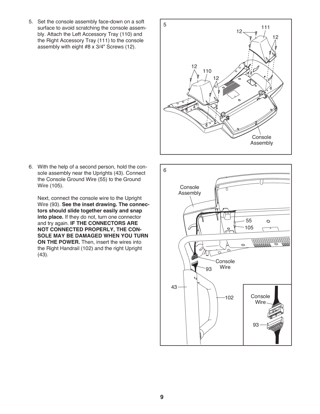 NordicTrack NTL11909.0 manual 111 110 Co nsole Assembly Console 