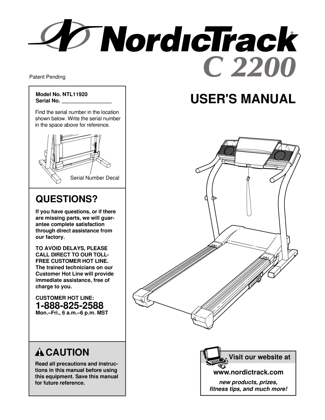 NordicTrack NTL11920 user manual Questions?, Customer HOT Line 