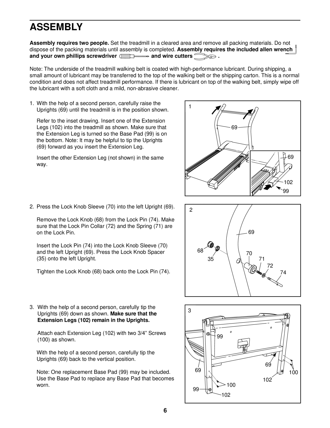 NordicTrack NTL11920 user manual Assembly requires two people, Extension Legs 102 remain in the Uprights 