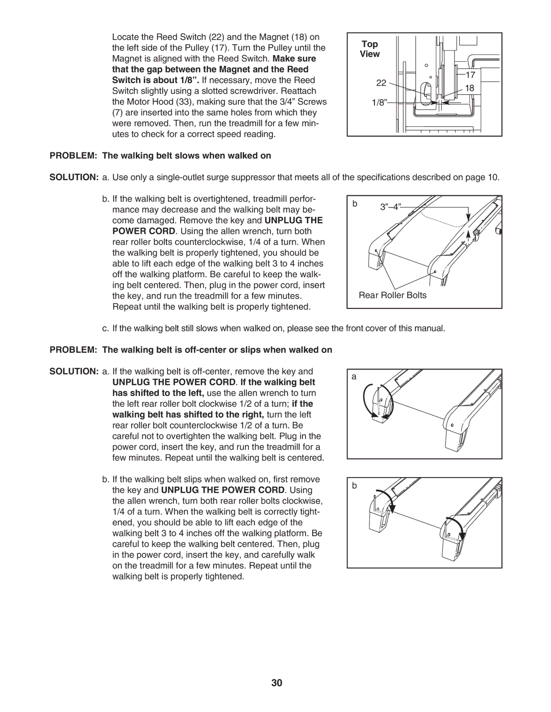 NordicTrack NTL12905.3 manual Top View Problem The walking belt slows when walked on 