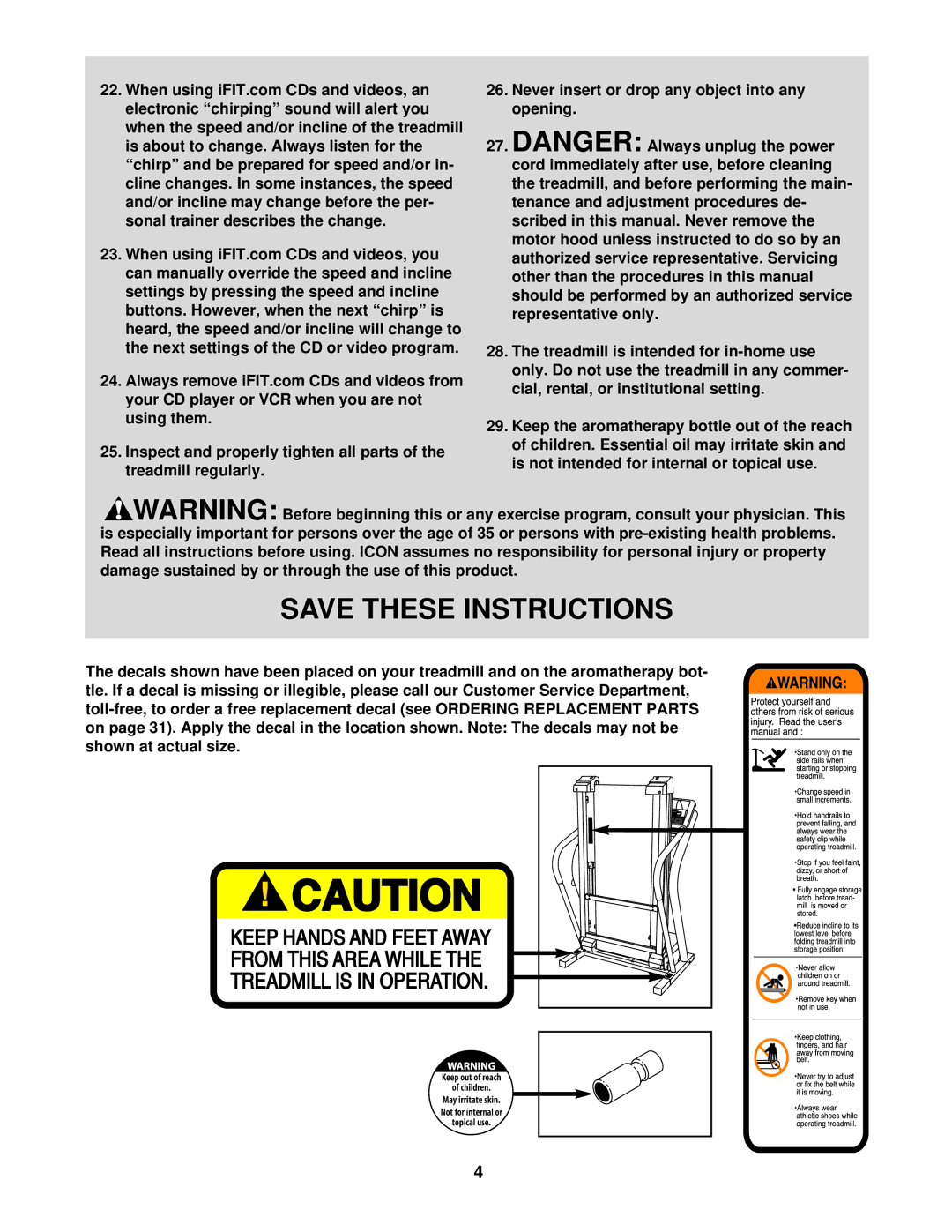 NordicTrack NTL12940 user manual Never insert or drop any object into any opening 