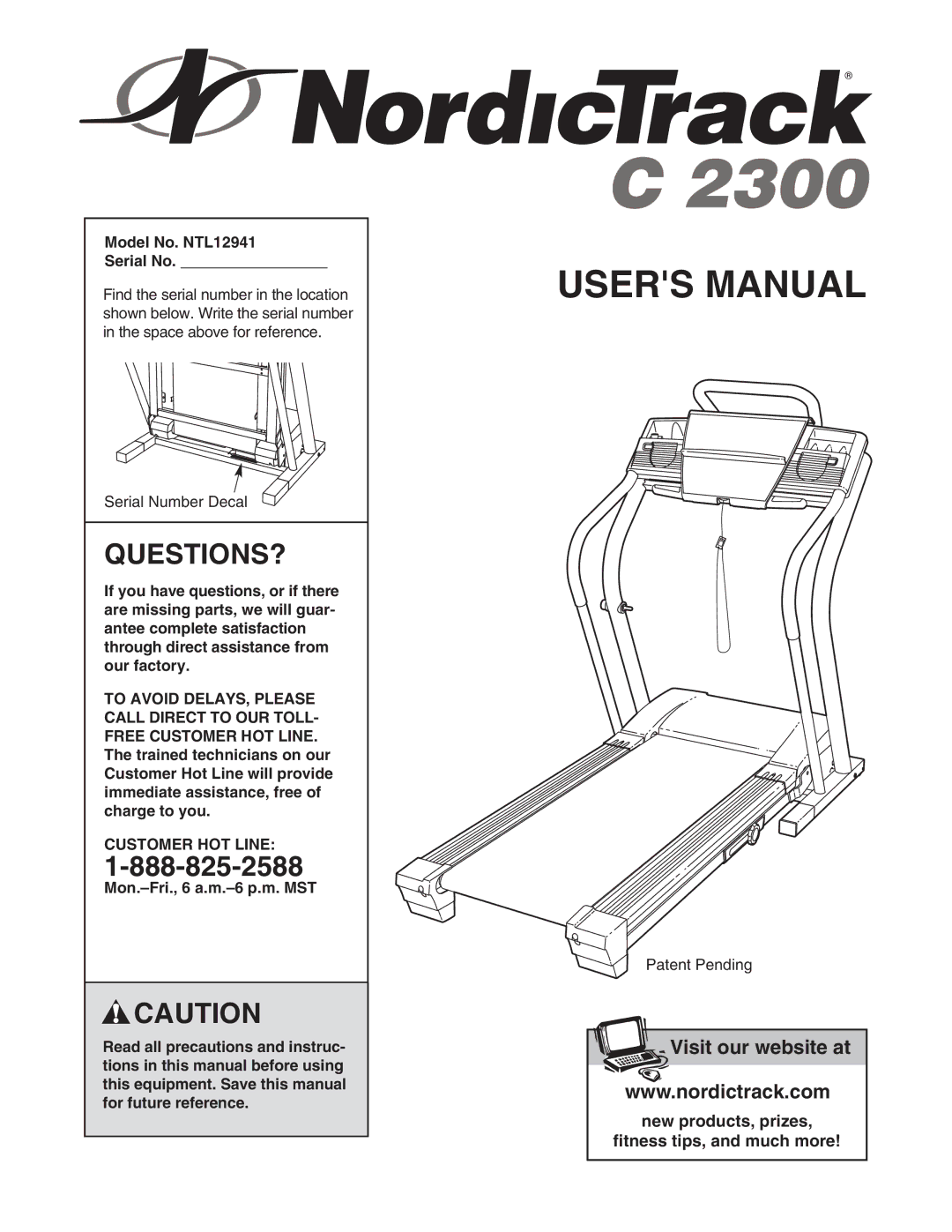 NordicTrack user manual Questions?, Model No. NTL12941 Serial No, Customer HOT Line 