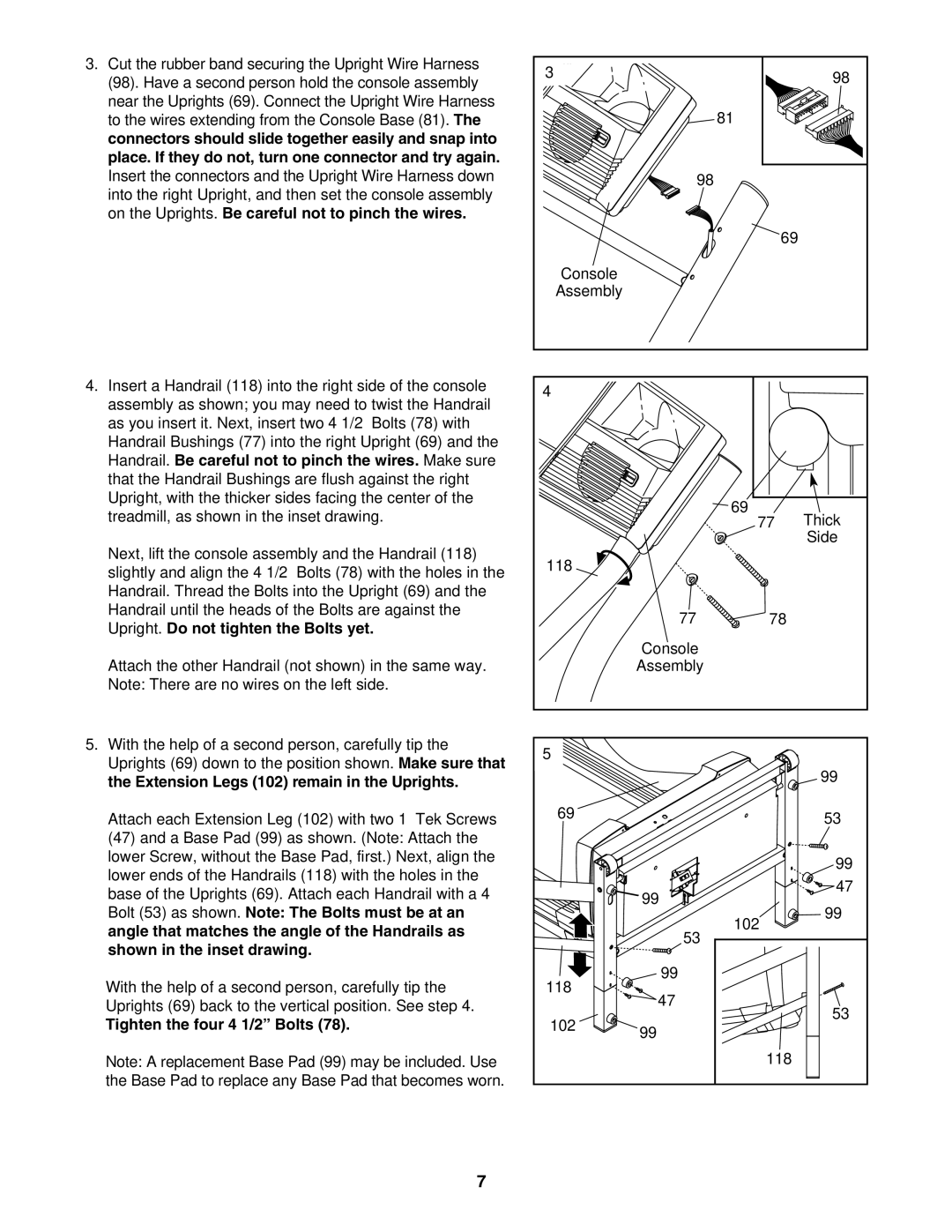 NordicTrack NTL12941 user manual Tighten the four 4 1/2 Bolts 