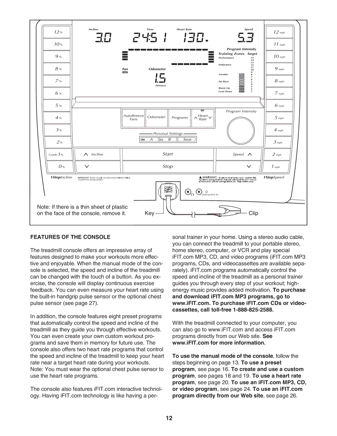 NordicTrack NTL12950 user manual Features of the Console 