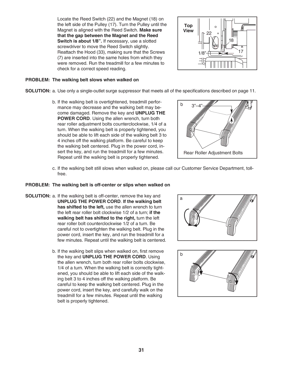 NordicTrack NTL12950 user manual Top, Problem The walking belt slows when walked on 