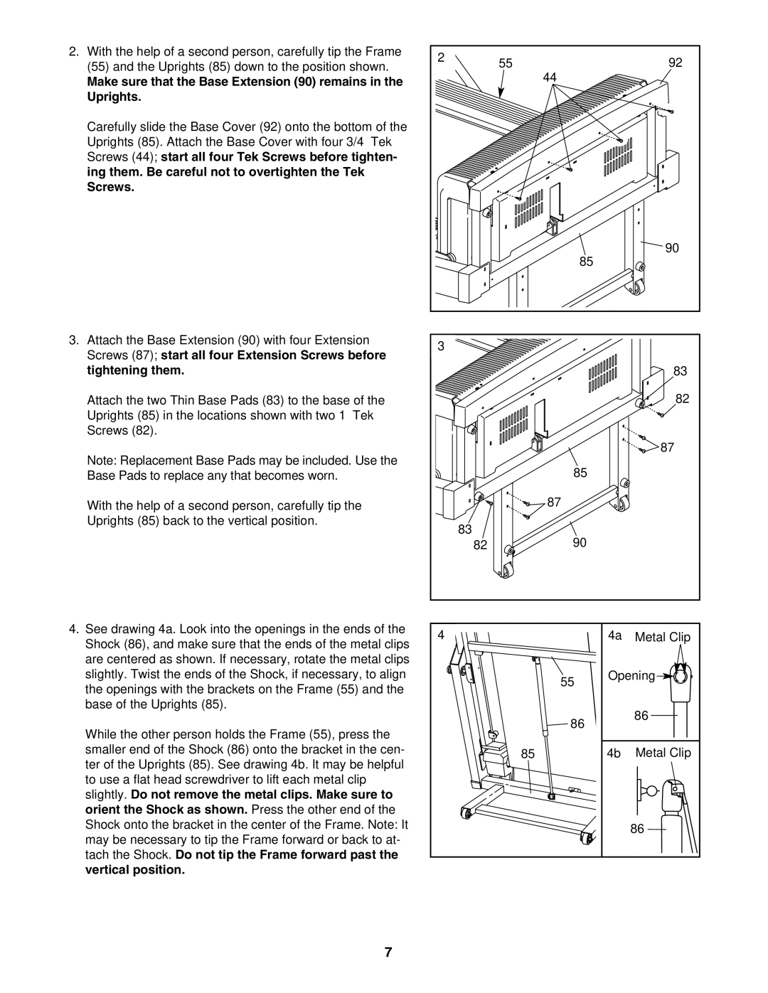 NordicTrack NTL1295.2 manual Make sure that the Base Extension 90 remains in the Uprights 