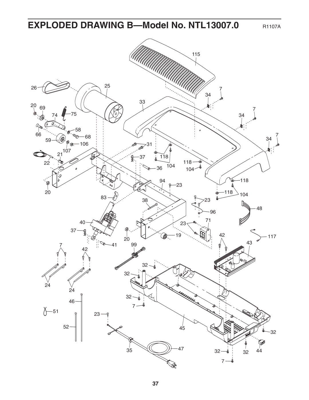 NordicTrack user manual Exploded Drawing B-Model No. NTL13007.0 