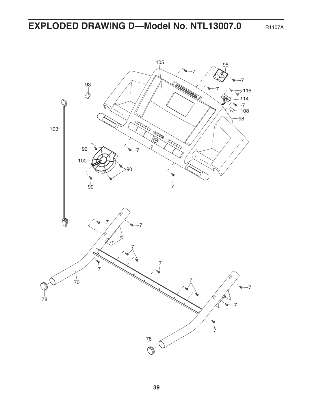 NordicTrack user manual Exploded Drawing D-Model No. NTL13007.0 