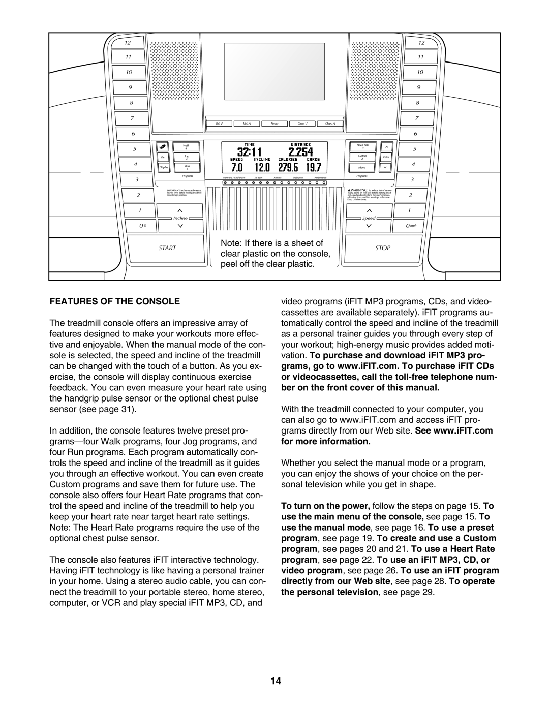 NordicTrack NTL14905.0 user manual Features of the Console 