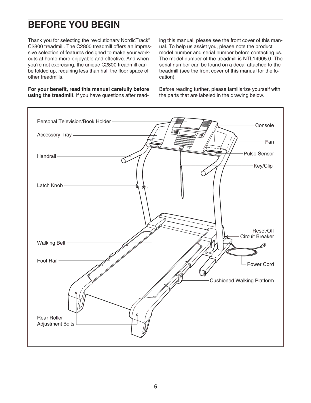 NordicTrack NTL14905.0 user manual Before YOU Begin 