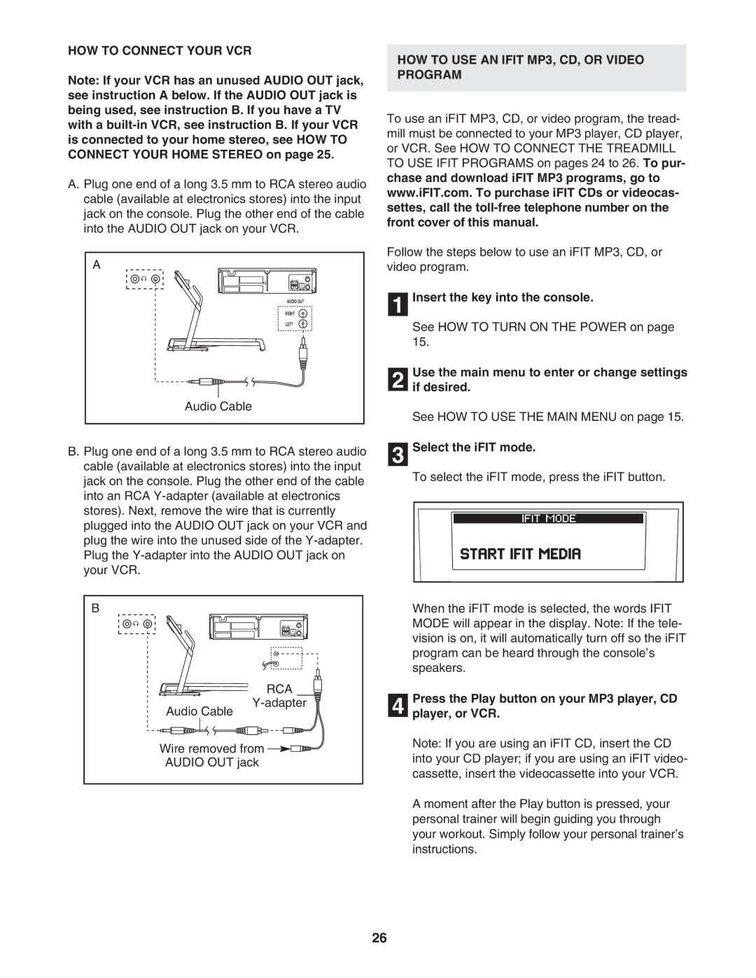 NordicTrack NTL14905.1 HOW to Connect Your VCR, HOW to USE AN Ifit MP3, CD, or Video Program, Select the iFIT mode 