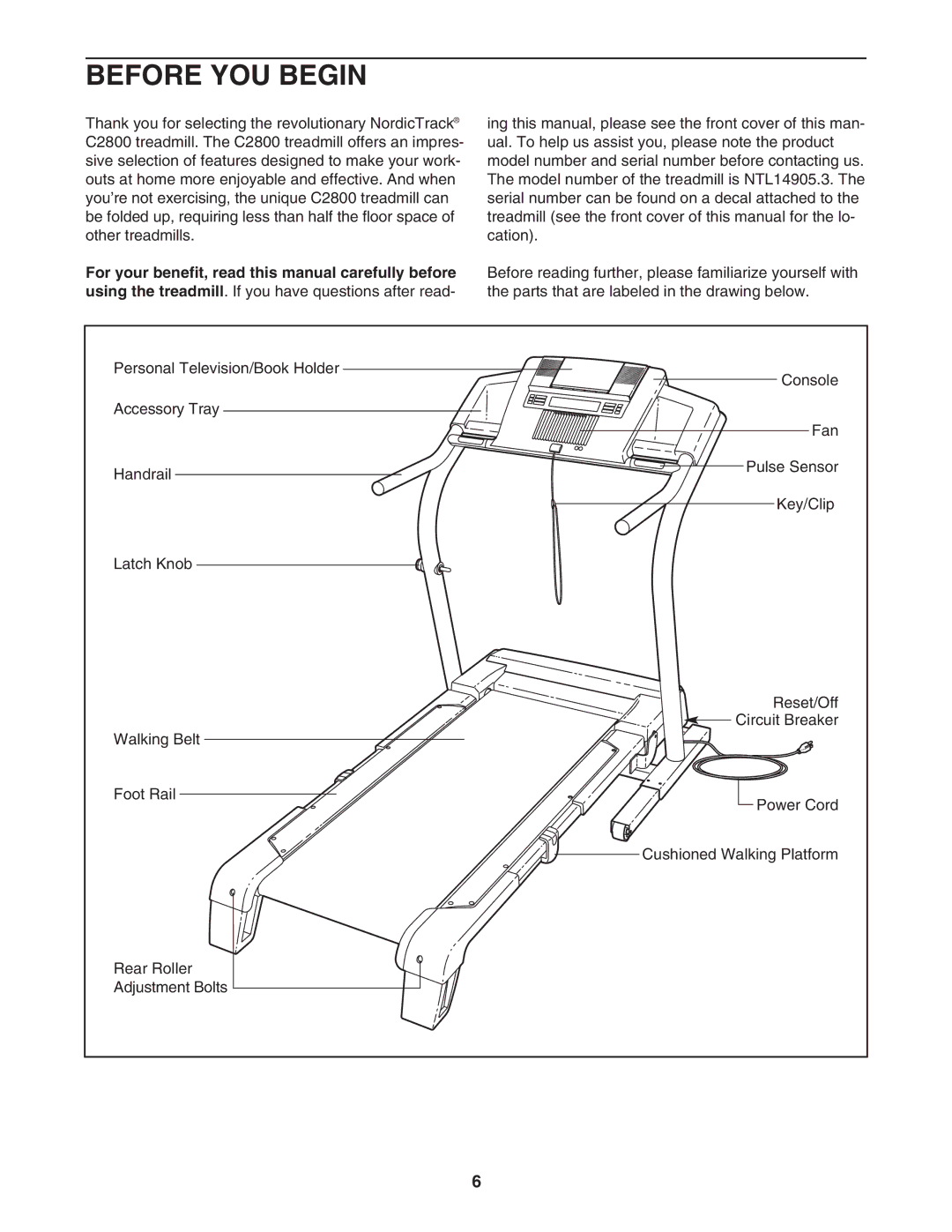 NordicTrack NTL14905.3 user manual Before YOU Begin 