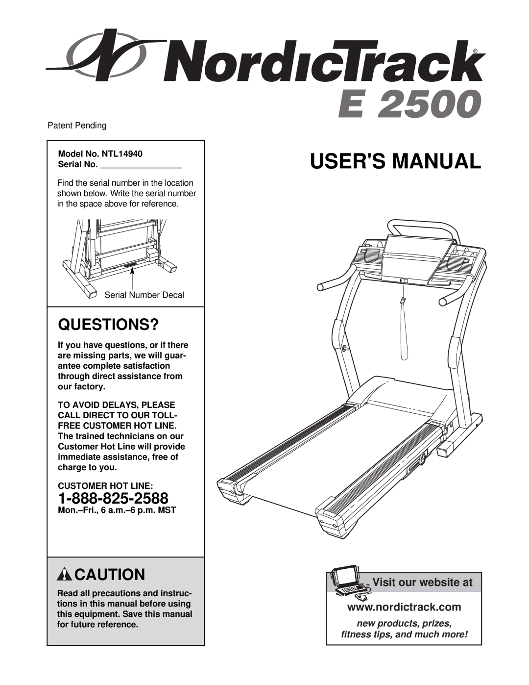 NordicTrack user manual Questions?, Model No. NTL14940 Serial No, Customer HOT Line 