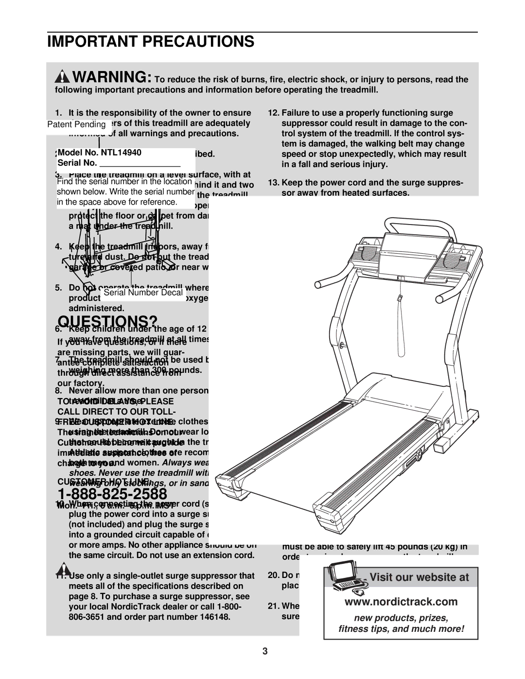 NordicTrack NTL14940 user manual Important Precautions 