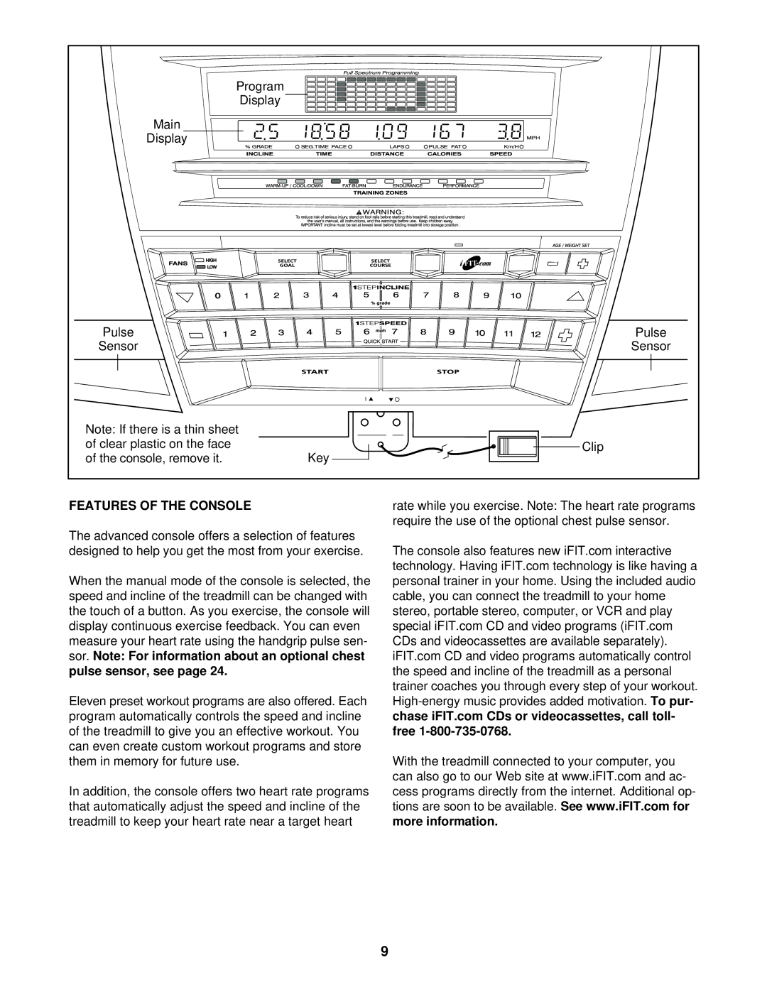 NordicTrack NTL14940 user manual Features of the Console 