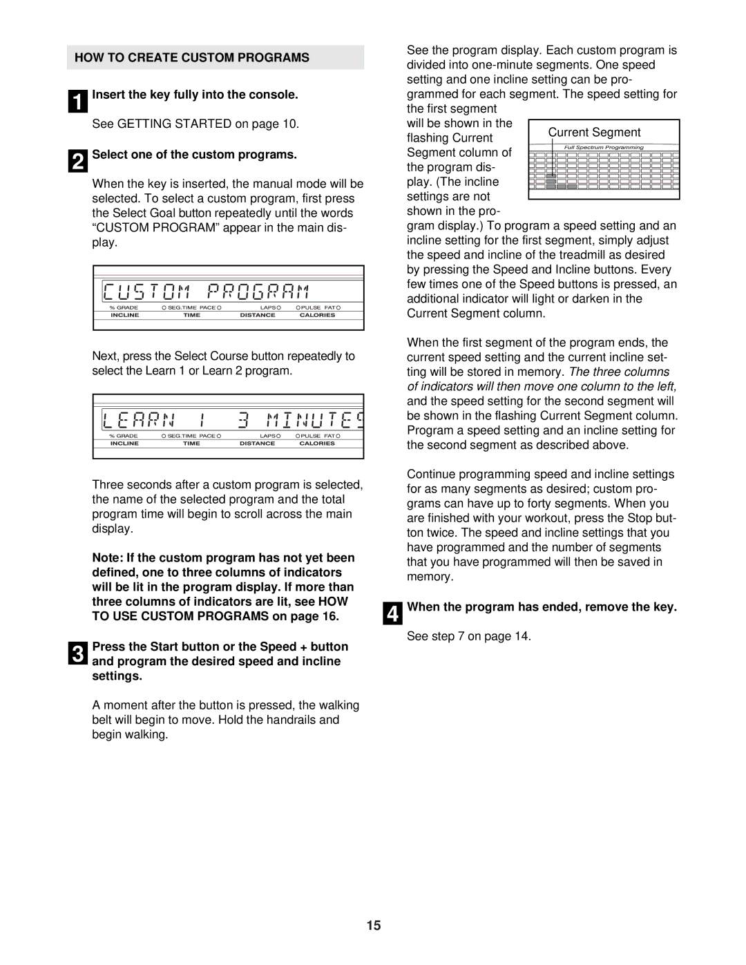 NordicTrack NTL14941 user manual HOW to Create Custom Programs 