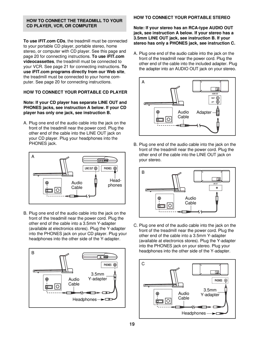 NordicTrack NTL14941 user manual HOW to Connect Your Portable Stereo 