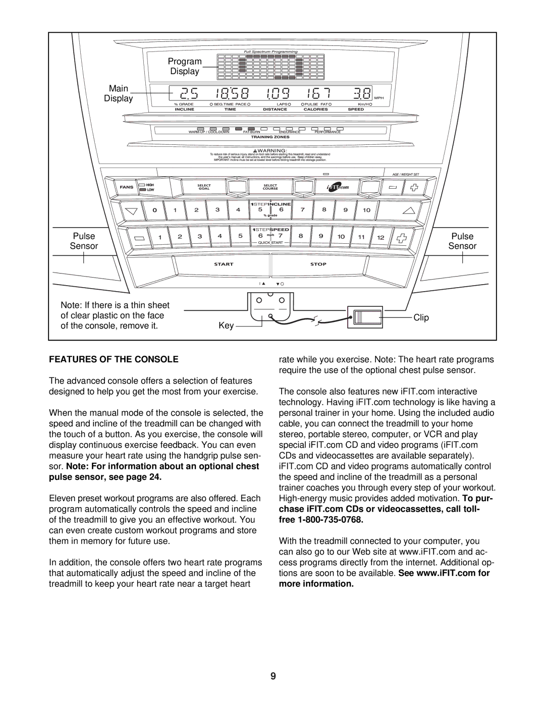 NordicTrack NTL14941 user manual Features of the Console 