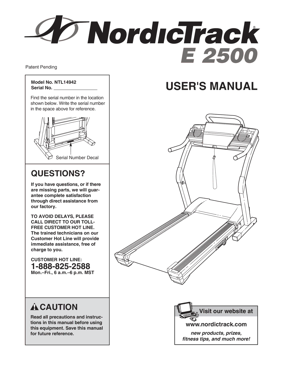 NordicTrack user manual Questions?, Model No. NTL14942 Serial No, Customer HOT Line 