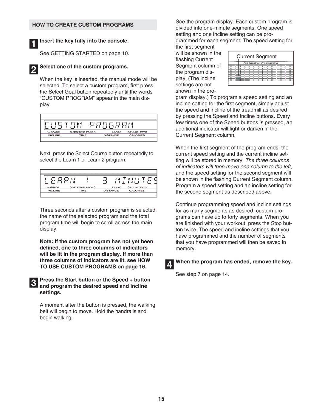 NordicTrack NTL14942 user manual HOW to Create Custom Programs 