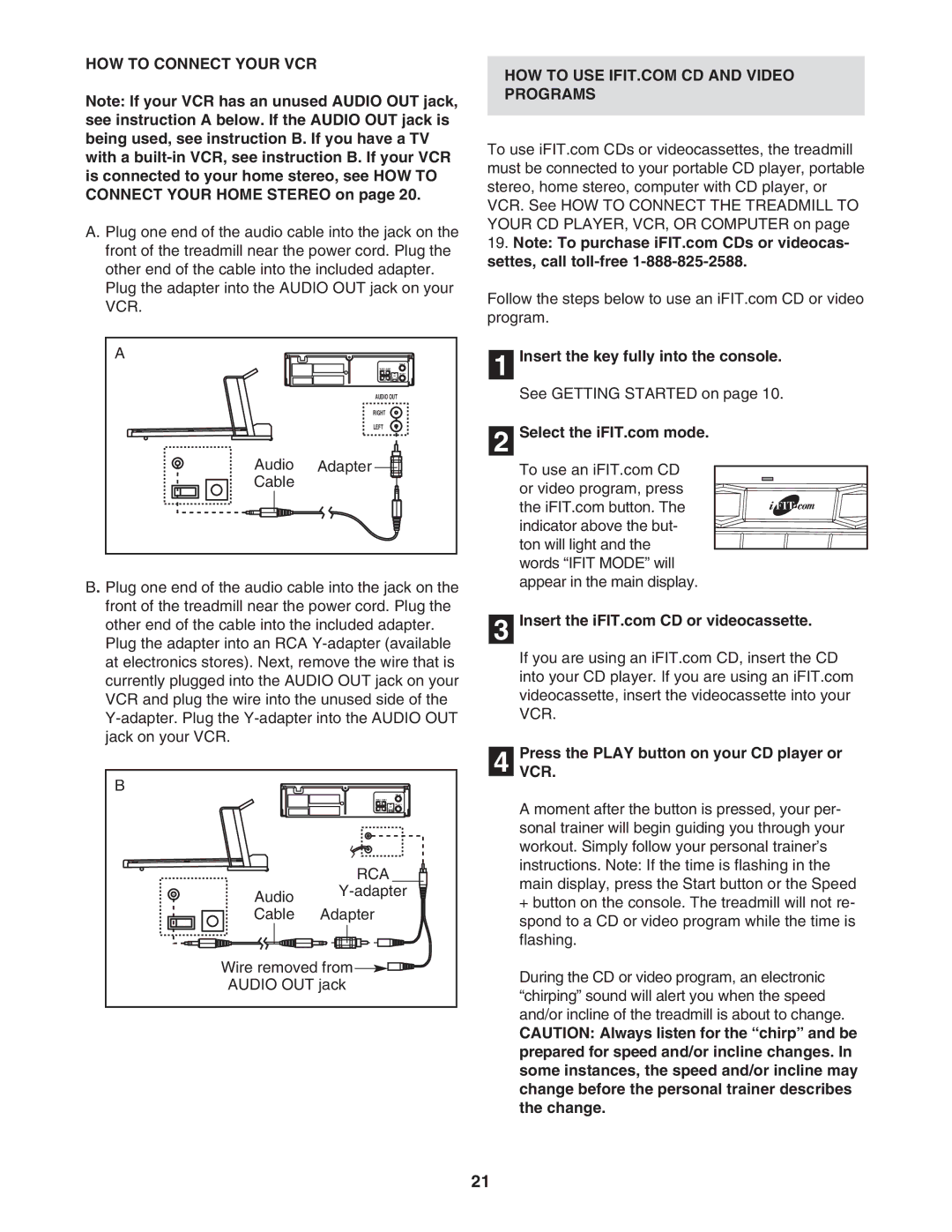 NordicTrack NTL14942 HOW to Connect Your VCR, Audio Adapter Cable, PressVCR. the Play button on your CD player or 