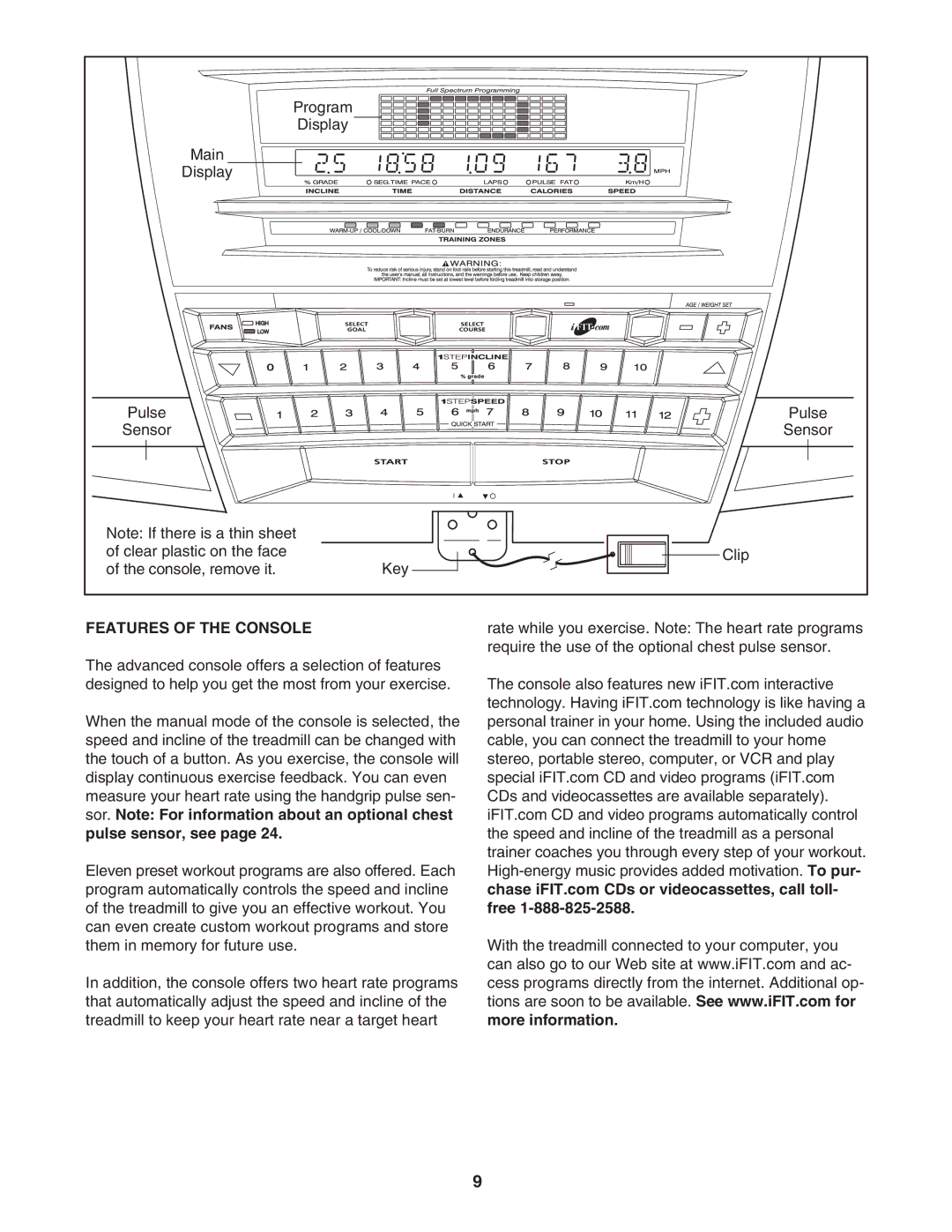 NordicTrack NTL14942 user manual Features of the Console 