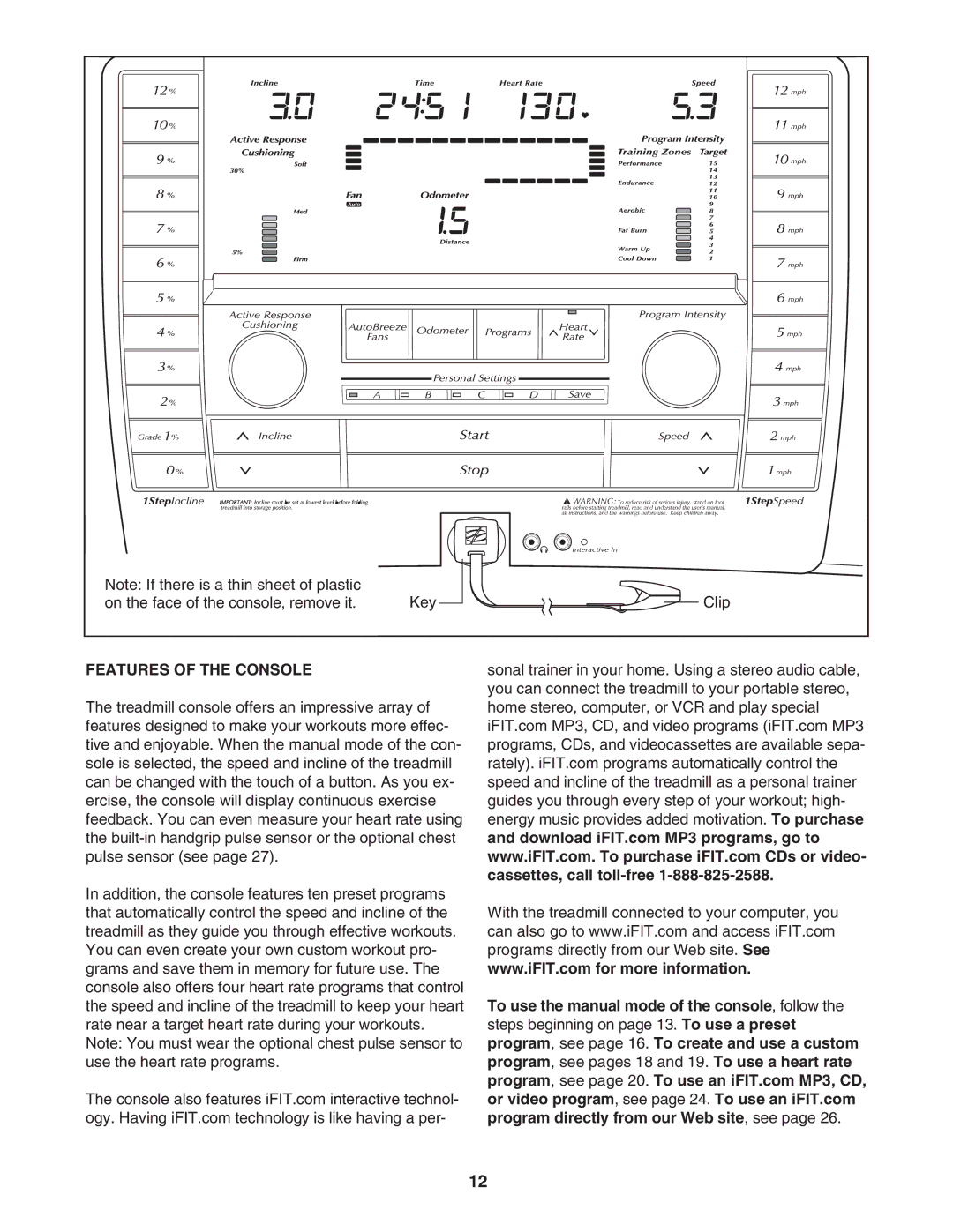 NordicTrack NTL14950 user manual Features of the Console 