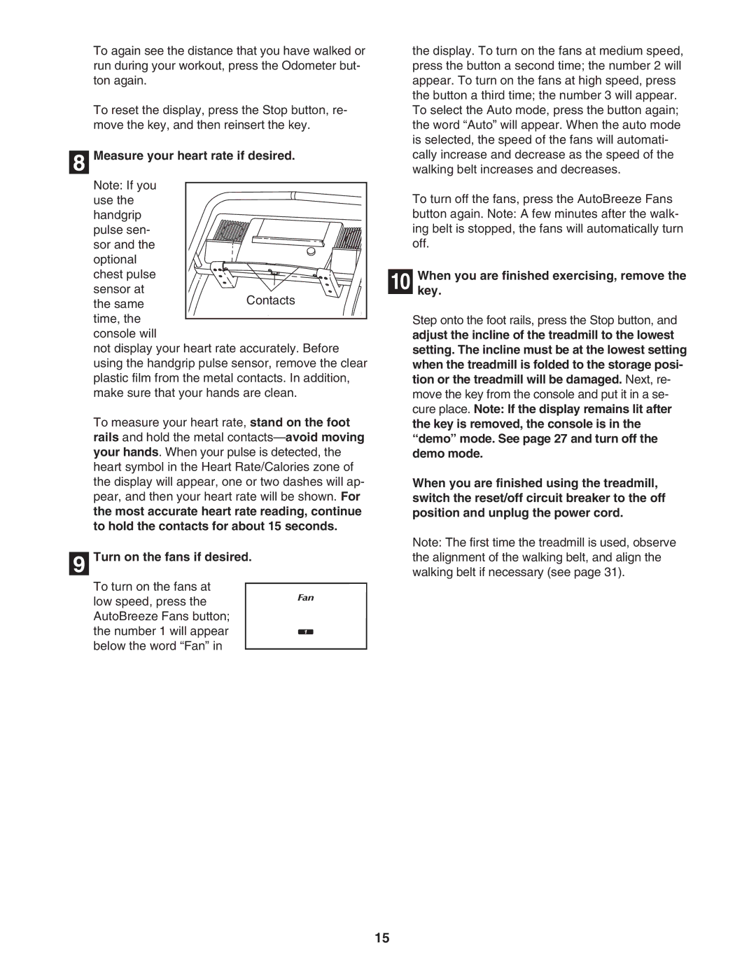 NordicTrack NTL14950 user manual Measure your heart rate if desired, Turn on the fans if desired 