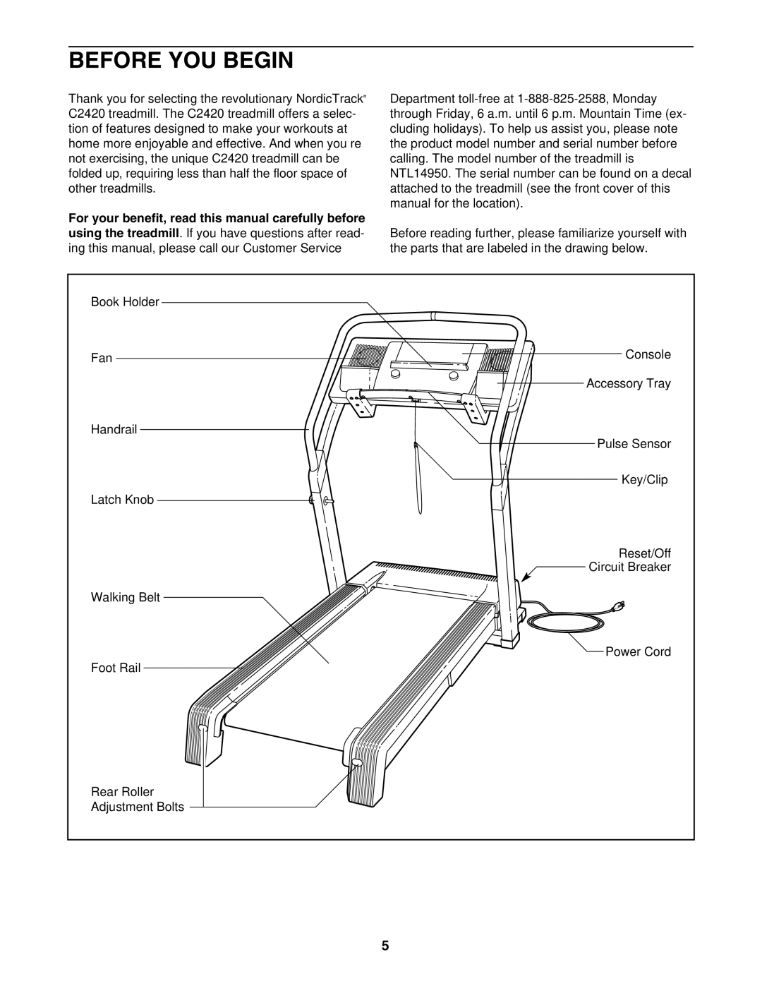 NordicTrack NTL14950 user manual Before YOU Begin 