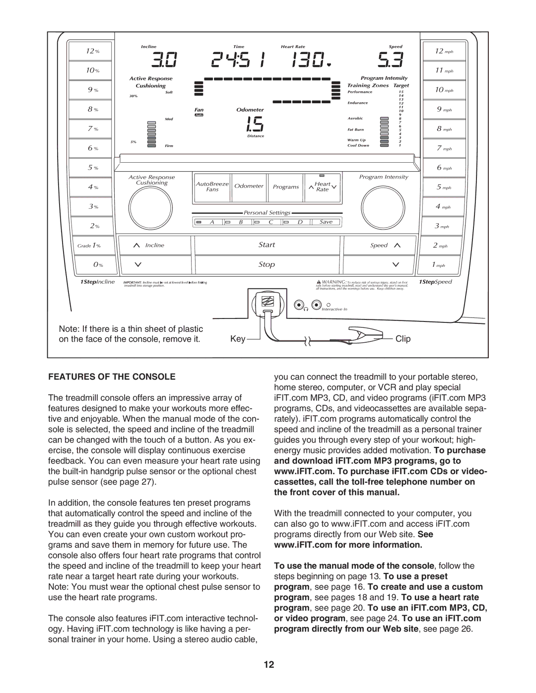 NordicTrack NTL1495.2 user manual Features of the Console 