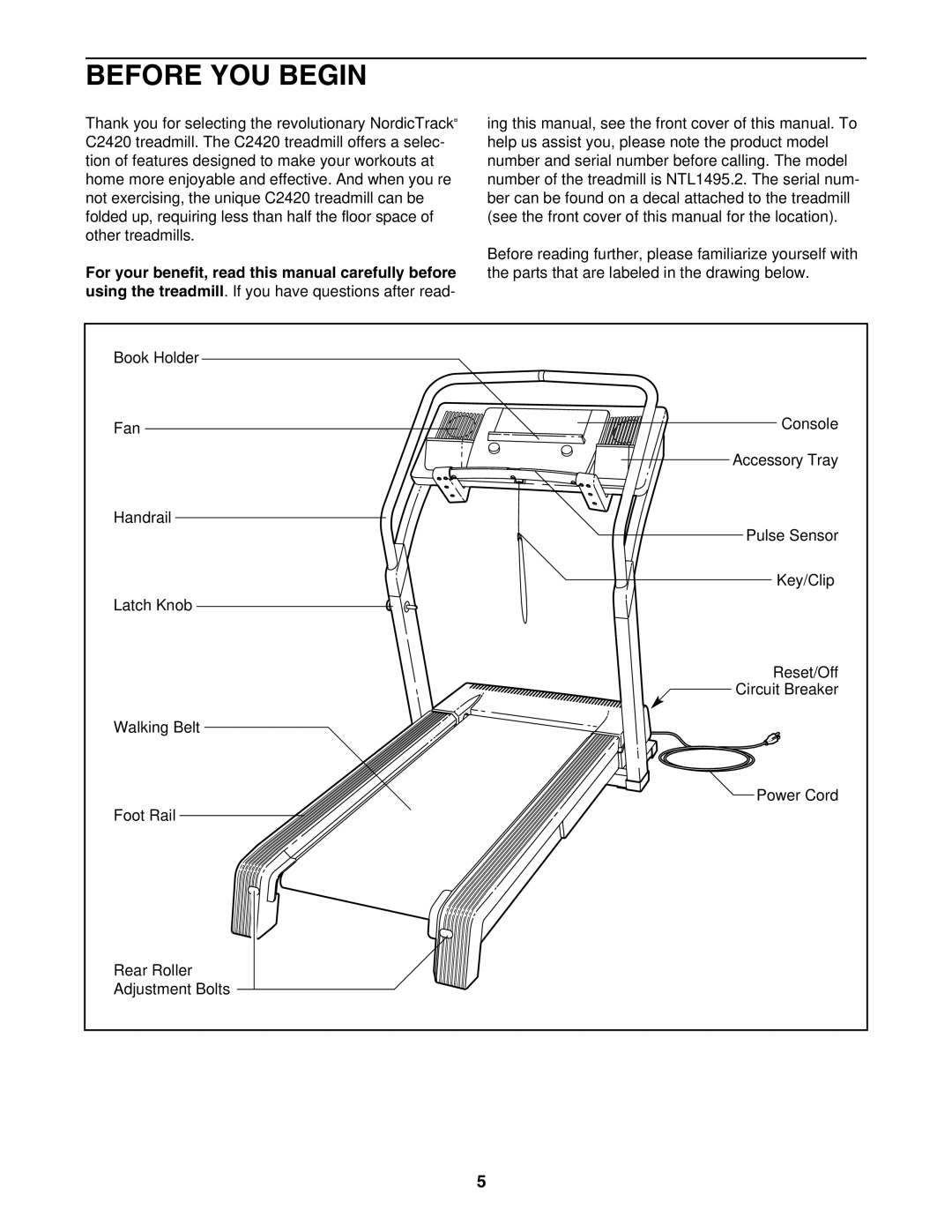 NordicTrack NTL1495.2 user manual Before YOU Begin 