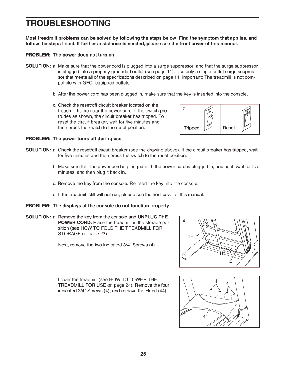 NordicTrack NTL15007.0 user manual Troubleshooting, Problem The power turns off during use 