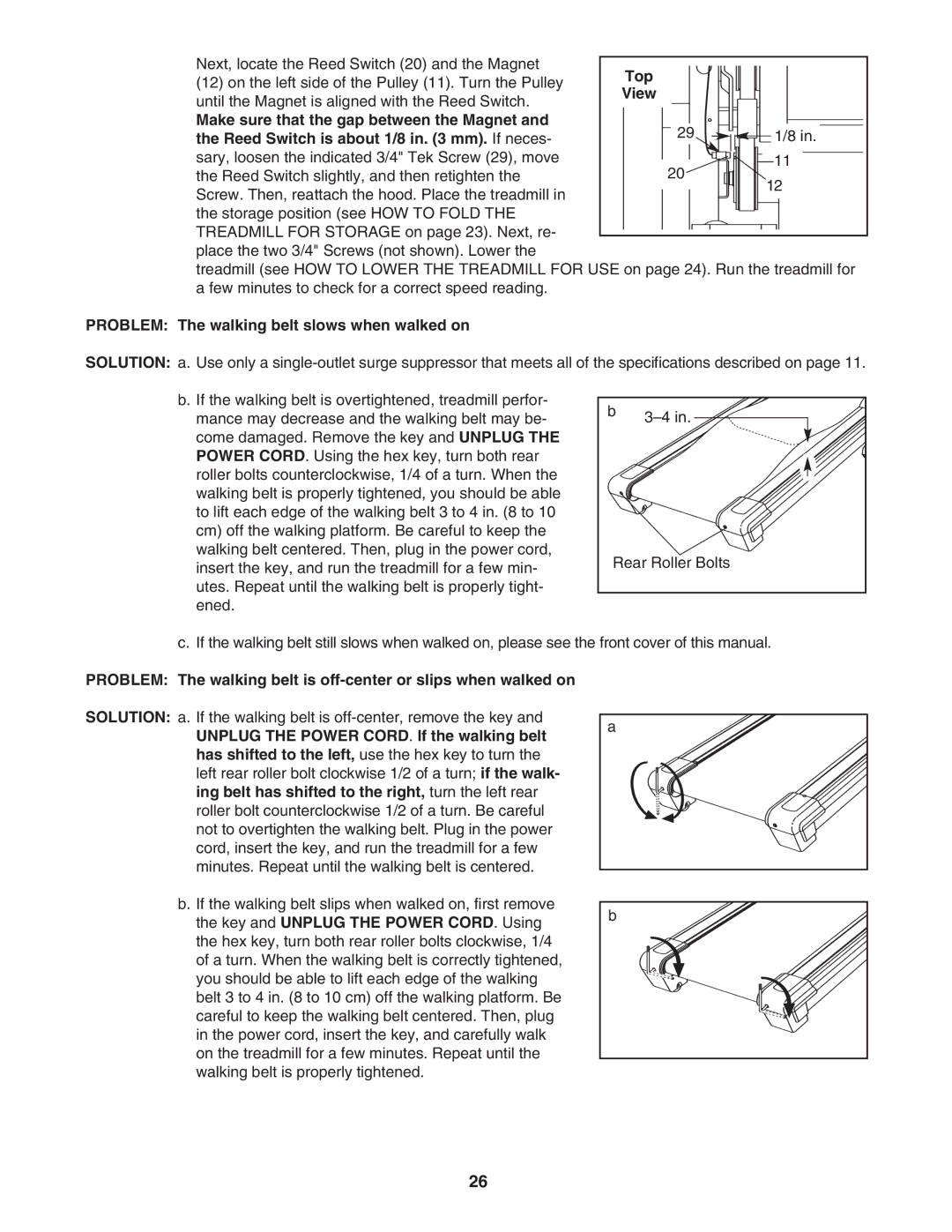 NordicTrack NTL15007.0 user manual Top, Problem The walking belt slows when walked on 