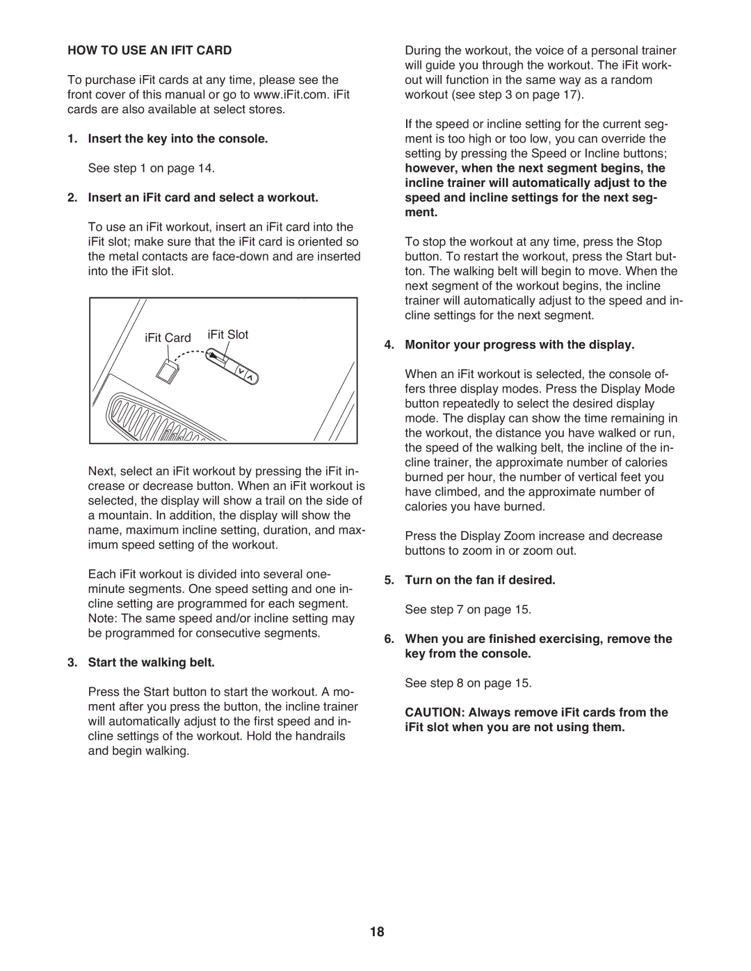 NordicTrack NTL15008.5 user manual HOW to USE AN Ifit Card 