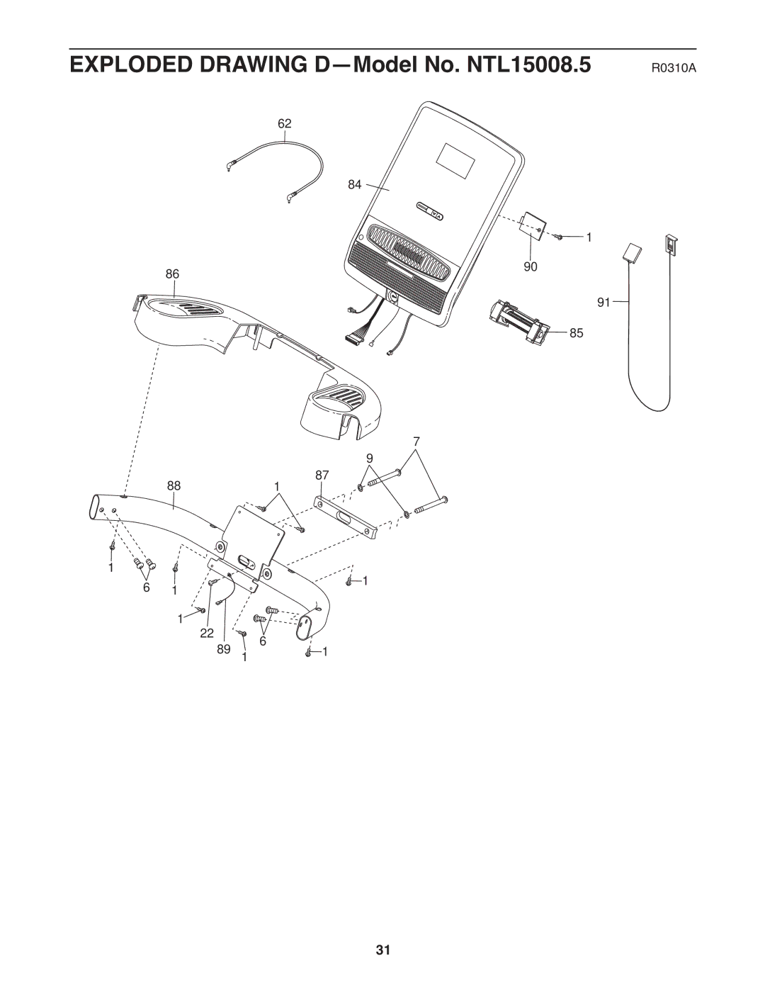 NordicTrack user manual Exploded Drawing D-Model No. NTL15008.5 