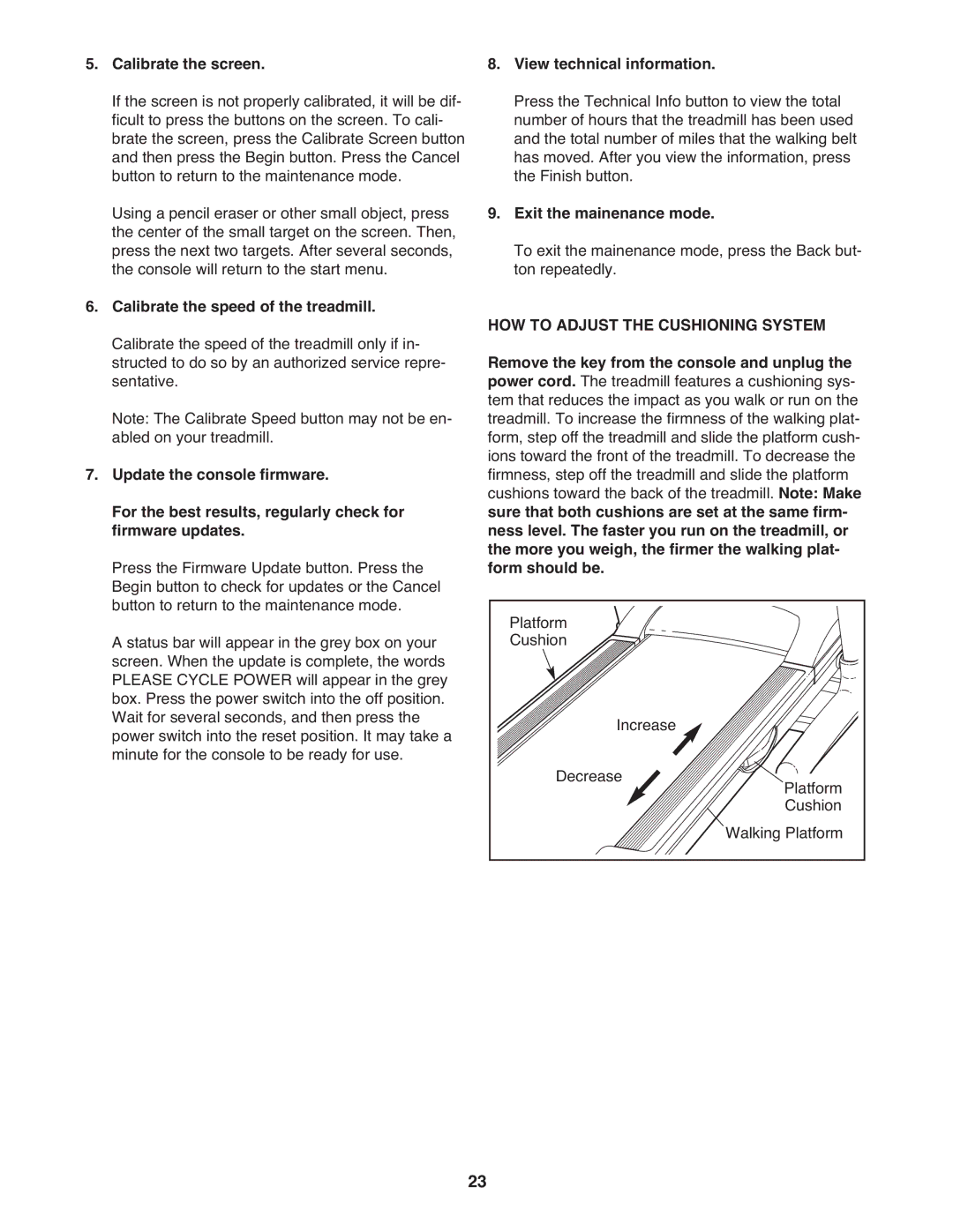 NordicTrack NTL15809.1 user manual Calibrate the screen, View technical information, Exit the mainenance mode 