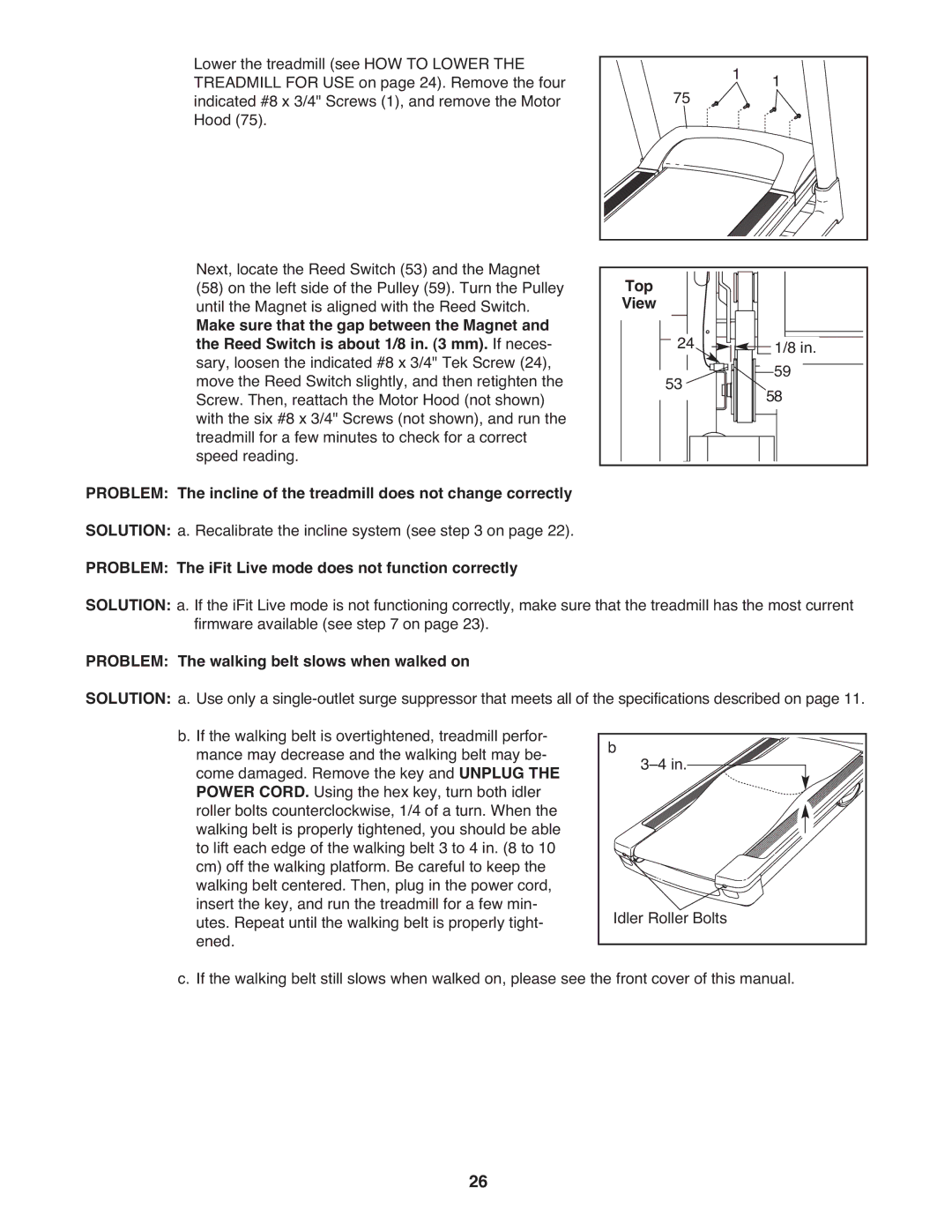 NordicTrack NTL15809.1 user manual Top, Problem The iFit Live mode does not function correctly 