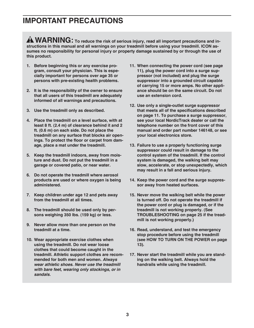 NordicTrack NTL15809.1 user manual Important Precautions 