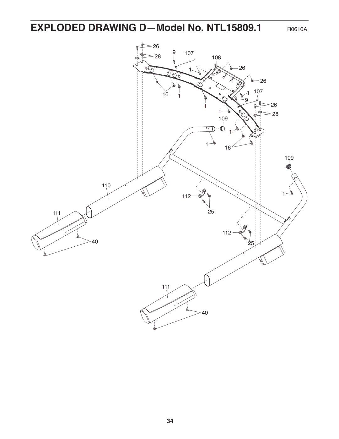 NordicTrack user manual Exploded Drawing D-Model No. NTL15809.1 