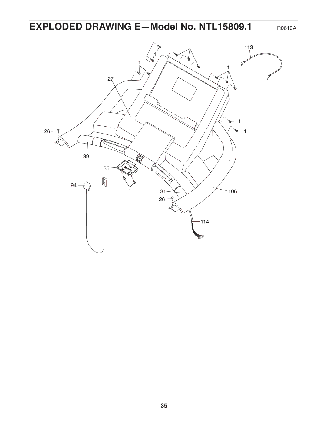 NordicTrack user manual Exploded Drawing E-Model No. NTL15809.1 