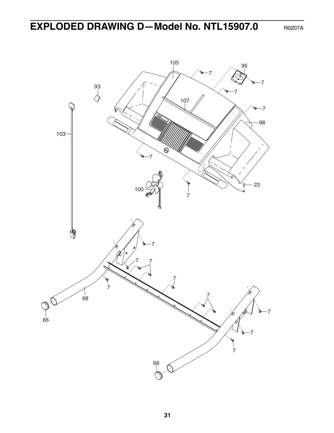 NordicTrack user manual Exploded Drawing D-Model No. NTL15907.0 