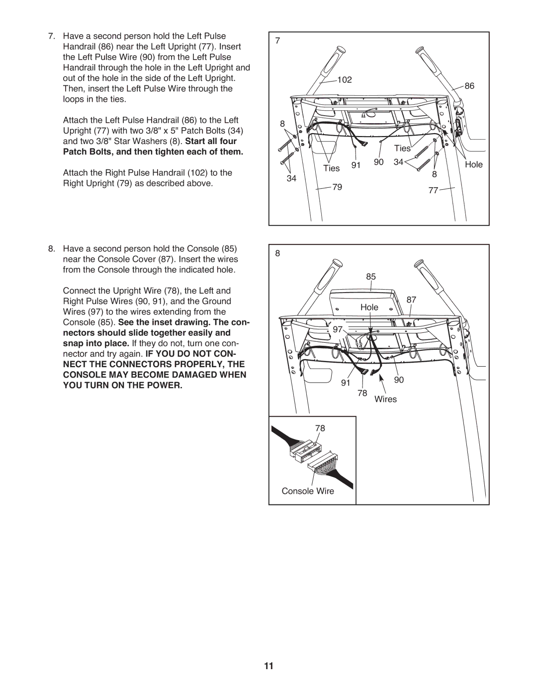 NordicTrack NTL15909.3 warranty Ties Hole Wires Console Wire 