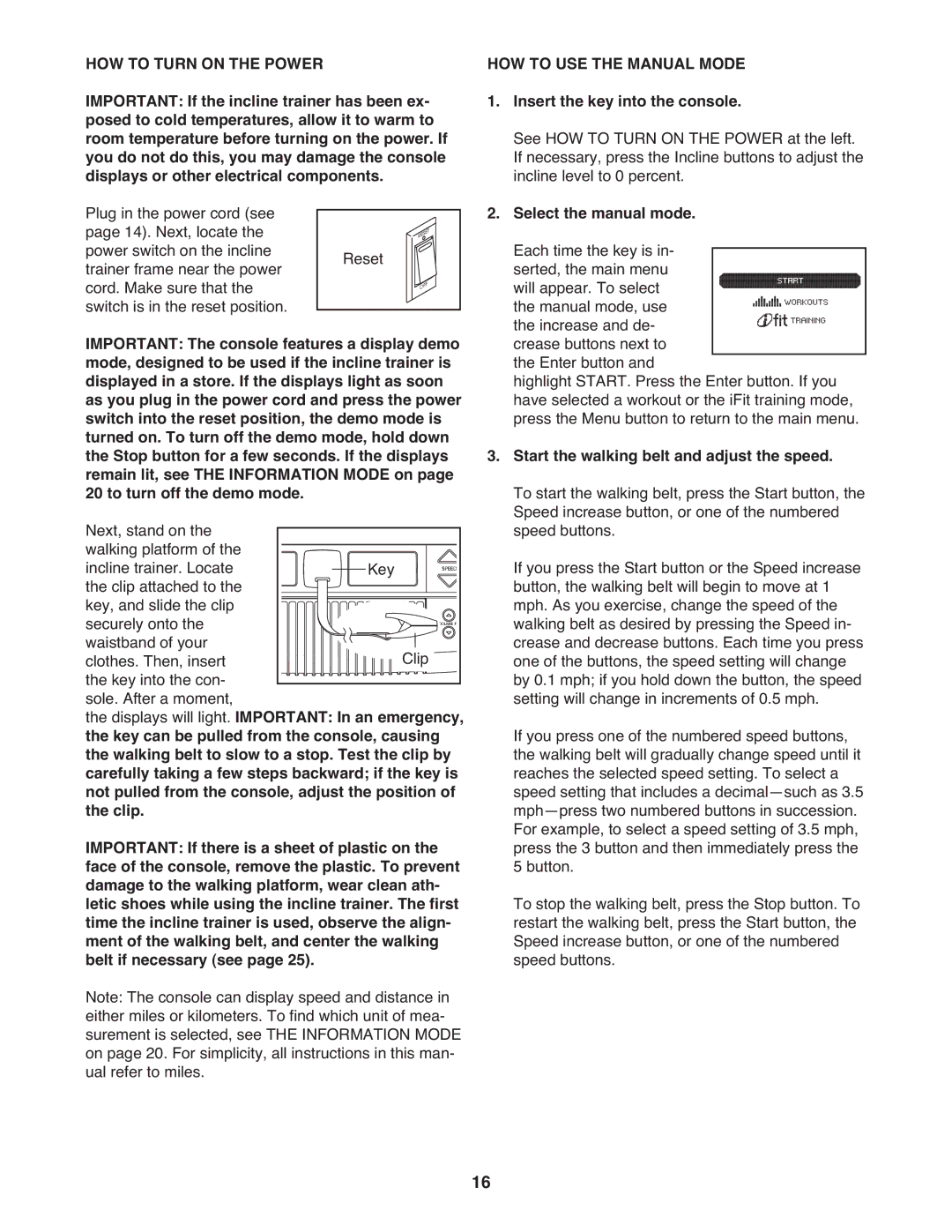 NordicTrack NTL15909.3 warranty HOW to USE the Manual Mode 