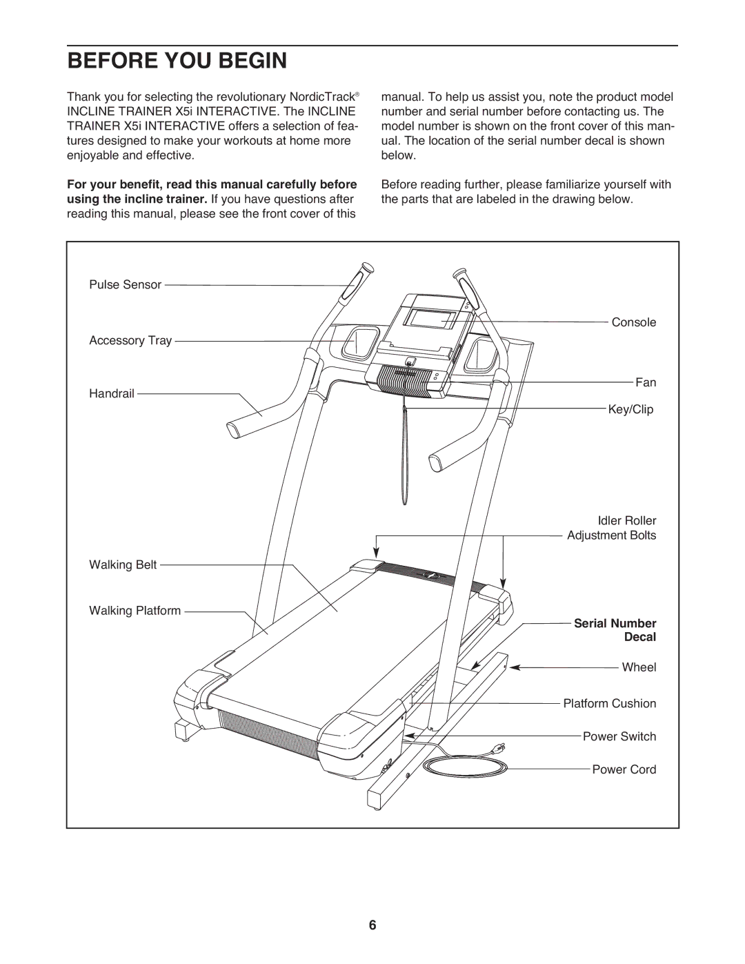 NordicTrack NTL15909.3 warranty Before YOU Begin, Serial Number, Decal 