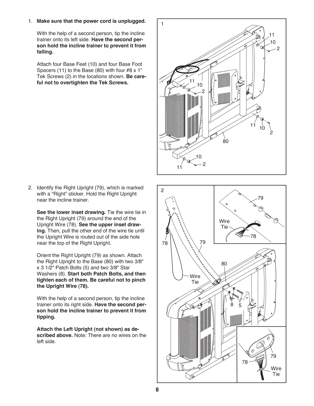 NordicTrack NTL15909.3 Make sure that the power cord is unplugged, Son hold the incline trainer to prevent it from Falling 