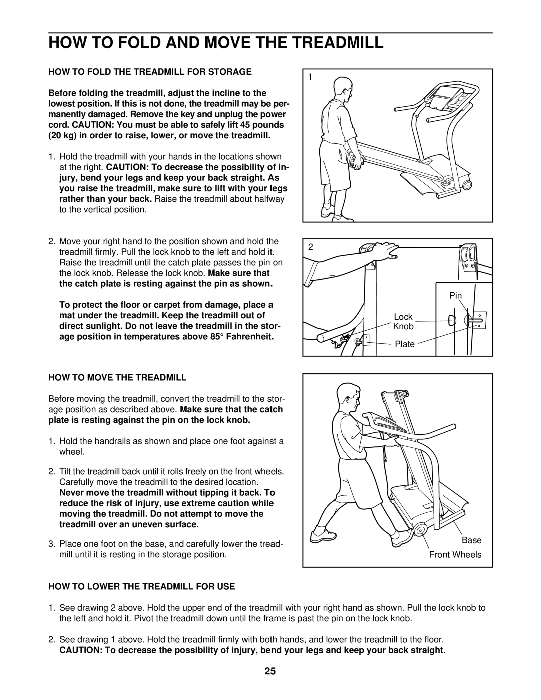 NordicTrack NTL15920 HOW to Fold and Move the Treadmill, HOW to Fold the Treadmill for Storage, HOW to Move the Treadmill 