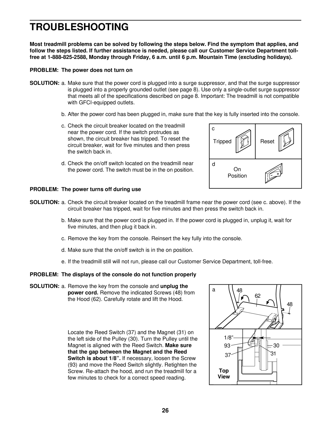 NordicTrack NTL15920 user manual Troubleshooting, Problem The power turns off during use, Top 