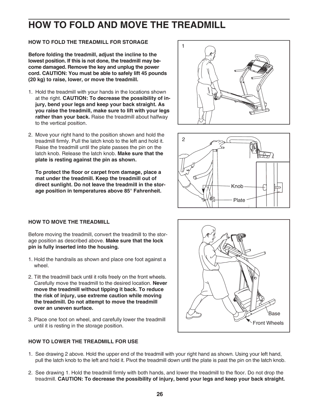 NordicTrack NTL15941 HOW to Fold and Move the Treadmill, HOW to Fold the Treadmill for Storage, HOW to Move the Treadmill 