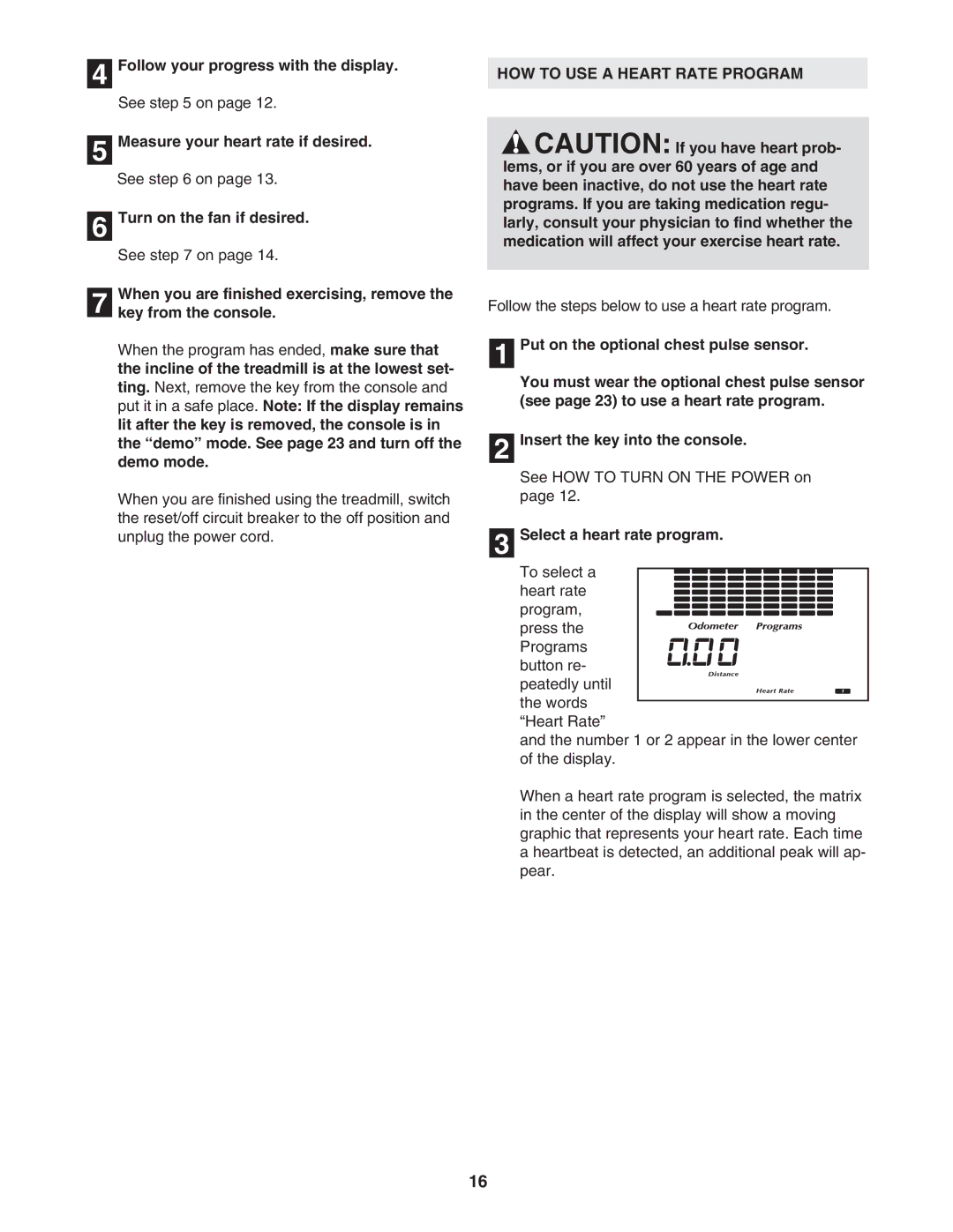 NordicTrack NTL1595.1 user manual HOW to USE a Heart Rate Program, Select a heart rate program 